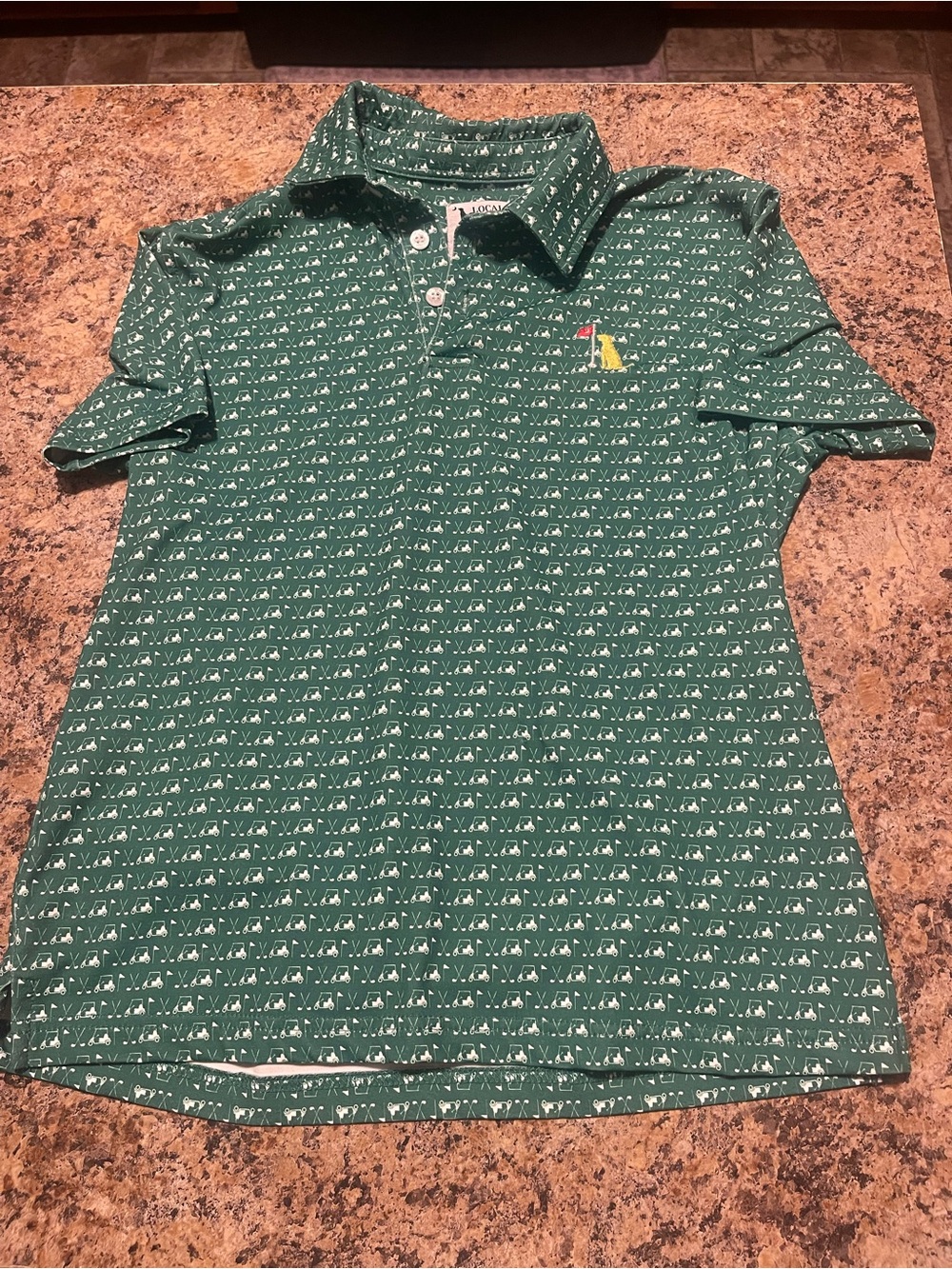 Local Boy Green Polo  with Golf b Print - Kids